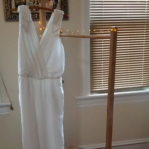 Chiffon jumpsuit w/beaded bows